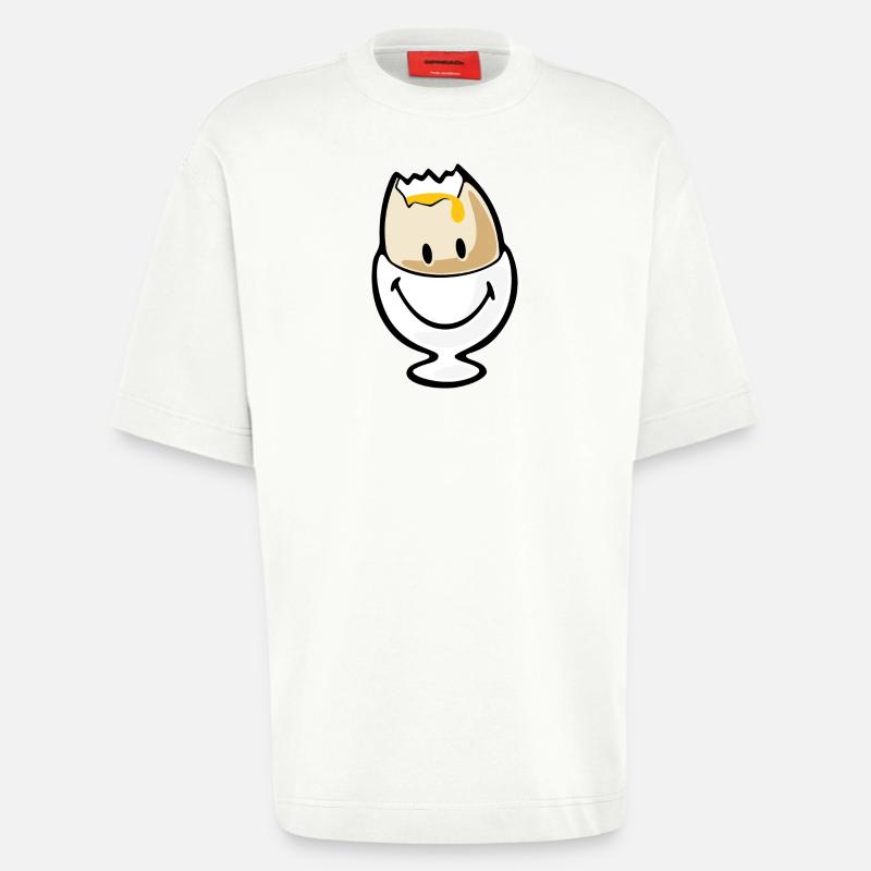 Smiley Egg - Heavyweight Oversized Organic T-skjorte produsert i EU - OFF WHITE