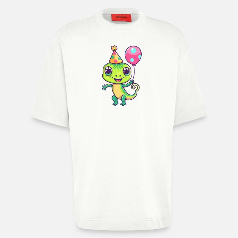 Lizard Birthday Comic - Heavyweight T-Shirt - made by SPREAD - OFF WHITE