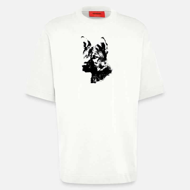Schaefer chien - T-shirt bio épais oversize fabriqué en UE - OFF WHITE