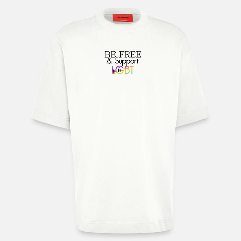 Be Free & Support LGBT Geschenk - Heavyweight T-Shirt - made by SPREAD  - OFF WHITE