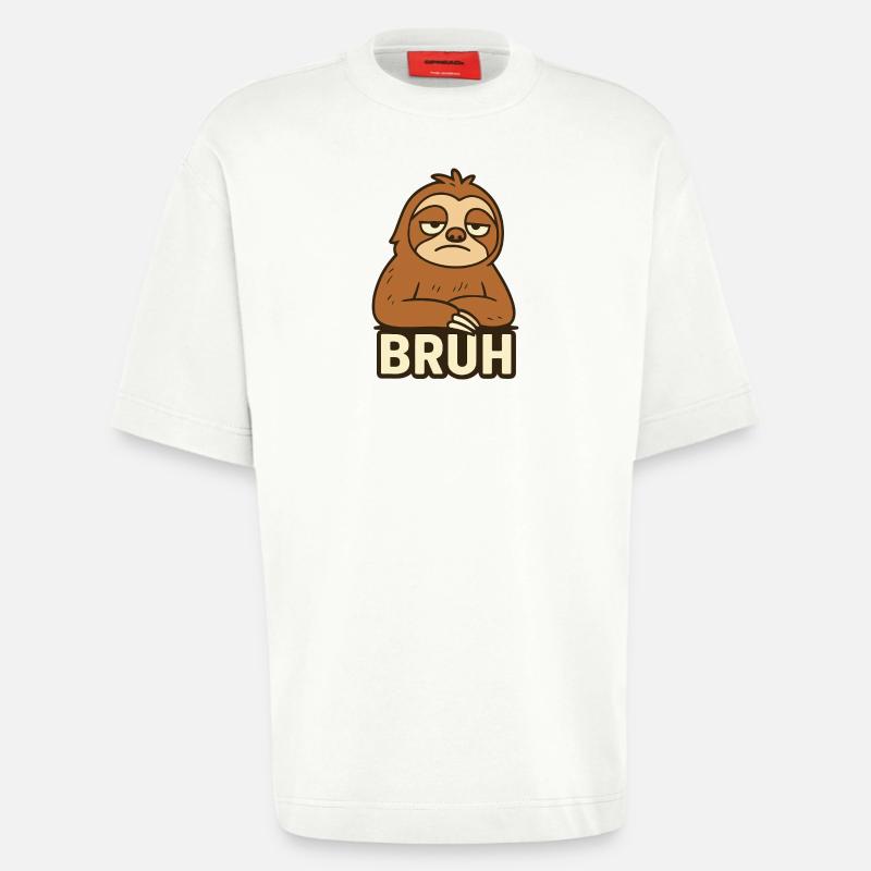 Conception de t-shirt décontracté Sloth Expression - T-shirt bio épais oversize fabriqué en UE - OFF WHITE
