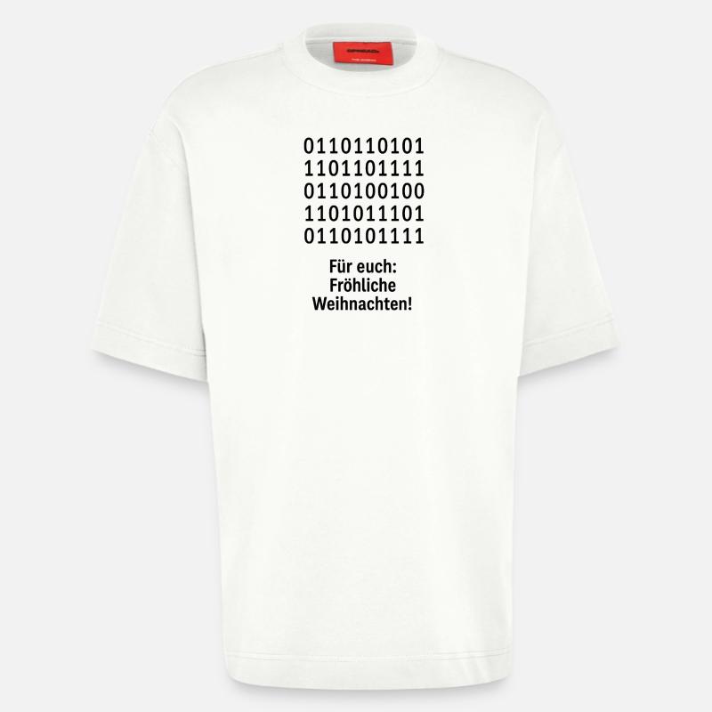 Christmas Code Binary Pattern - Heavyweight T-Shirt - made by SPREAD  - OFF WHITE