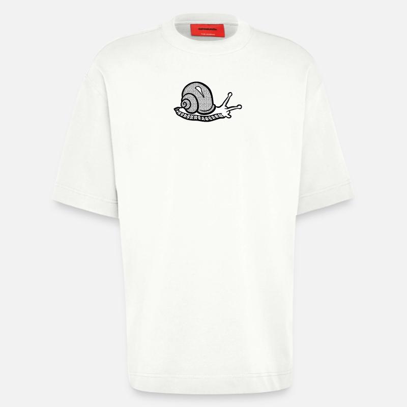 Snail noir et withe - T-shirt bio épais oversize fabriqué en UE - OFF WHITE