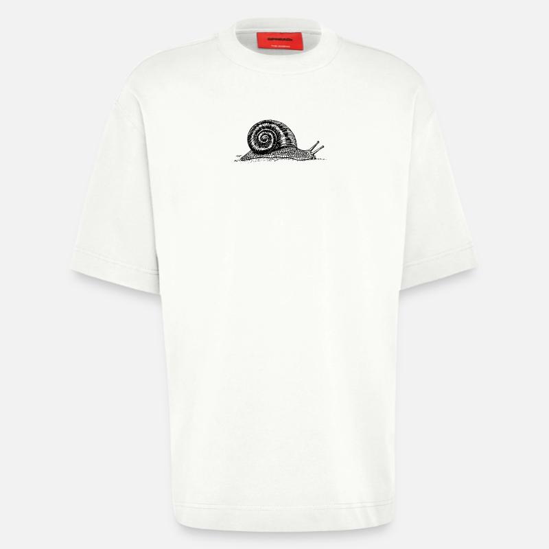 Black and withe snail - Heavyweight T-Shirt - made by SPREAD  - OFF WHITE