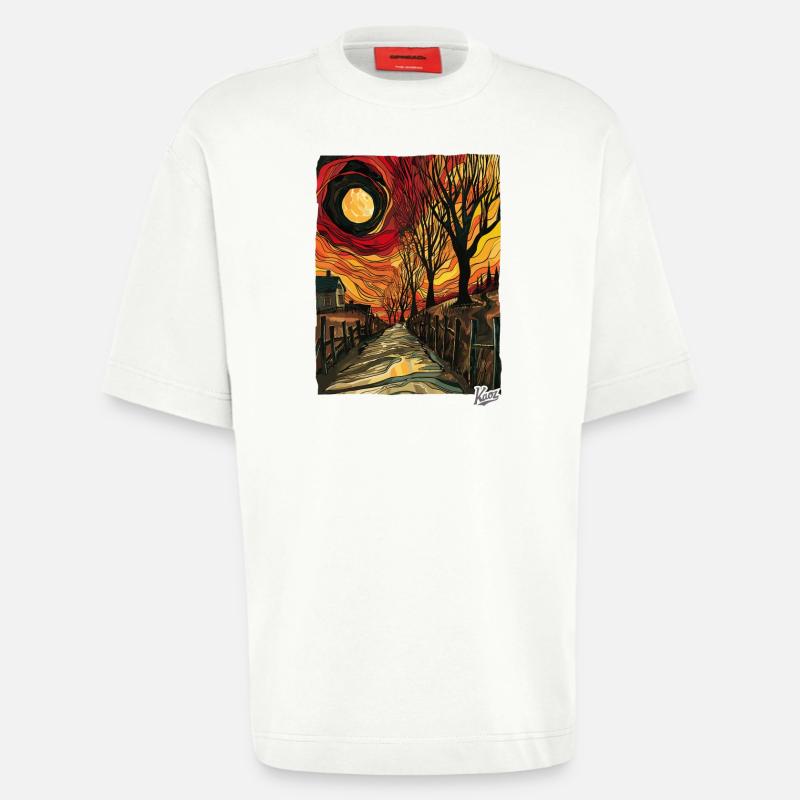 Gemälde eines Feldwegs mit Sonne - Heavyweight T-Shirt - made by SPREAD - OFF WHITE