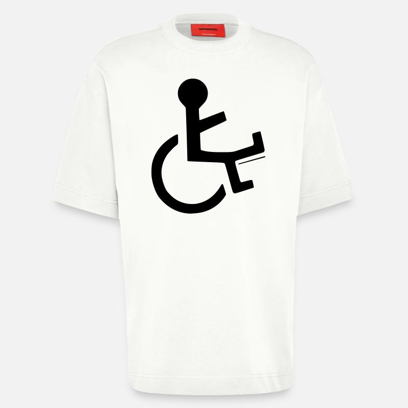Rollstuhlfahrer mit gebrochenem Bein # - Heavyweight T-Shirt - made by SPREAD  - OFF WHITE
