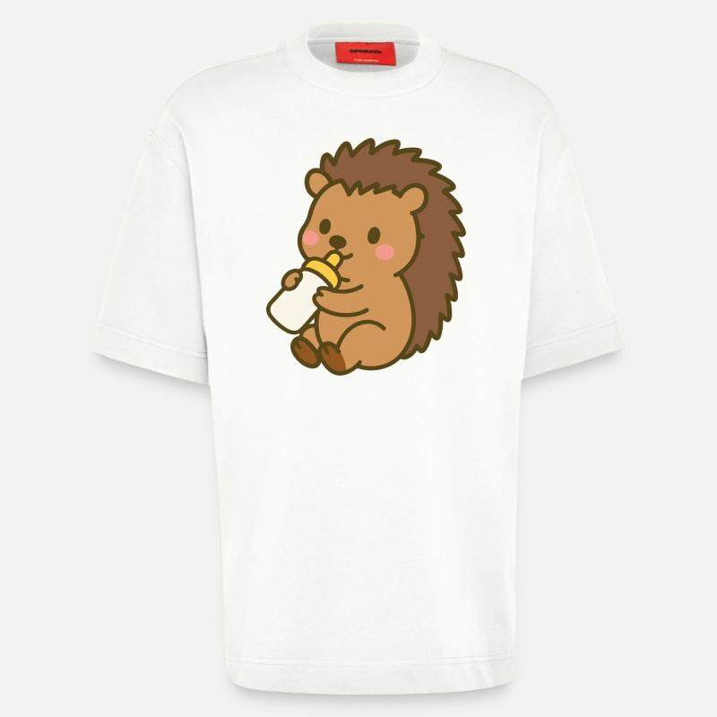 Igelchen mit Milchflasche - Heavyweight T-Shirt - made by SPREAD  - OFF WHITE