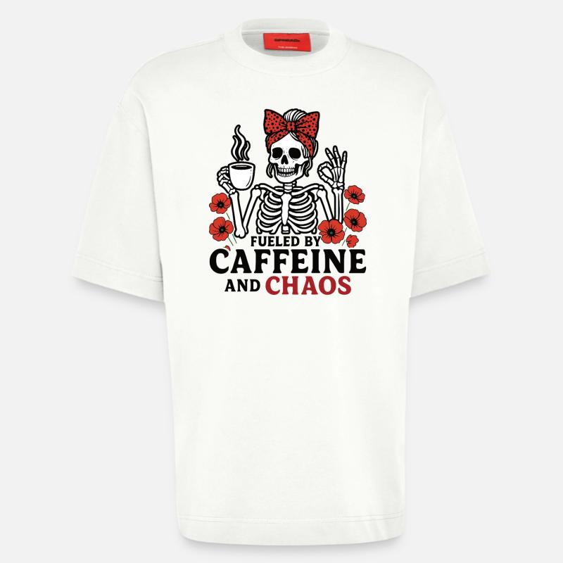 Mutter Koffein Mutter Skelett Kaffee - Heavyweight T-Shirt - made by SPREAD  - OFF WHITE