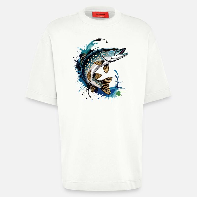 Springender Hecht - Heavyweight T-Shirt - made by SPREAD  - OFF WHITE