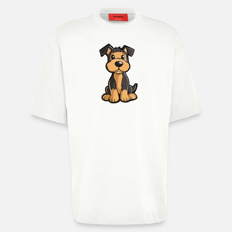 Airedale Terrier Hund Comic Niedlich - Heavyweight T-Shirt - made by SPREAD  - OFF WHITE