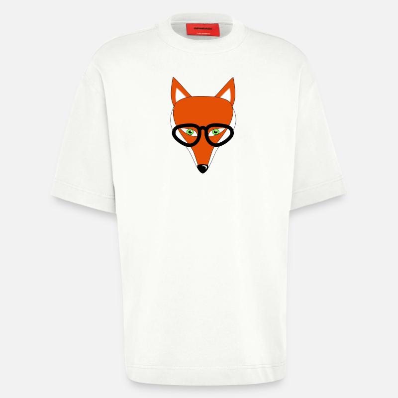 fuchs mit brille geschenk - Heavyweight T-Shirt - made by SPREAD  - OFF WHITE
