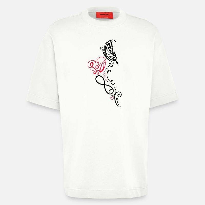 Herz mit Schmetterling, infinity - Heavyweight T-Shirt - made by SPREAD  - OFF WHITE
