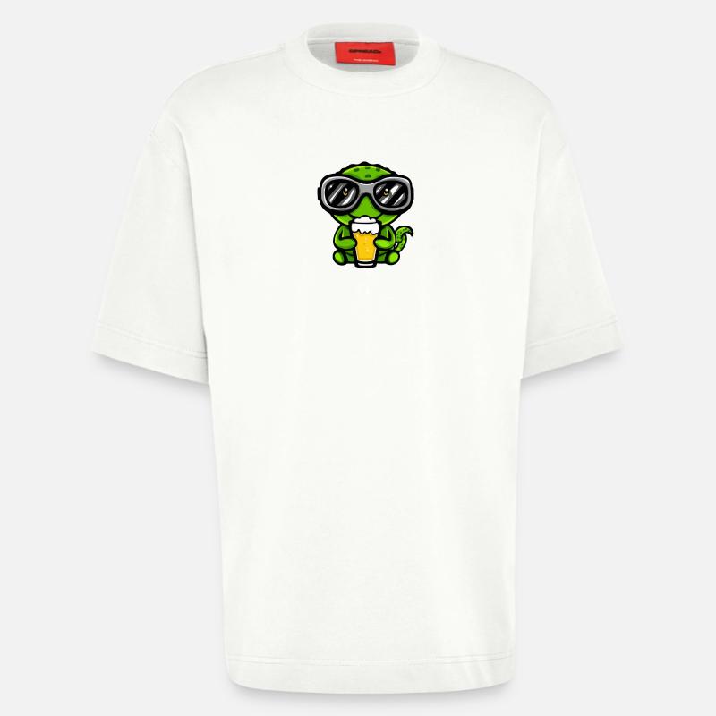 Chameleon Apres Ski Bier Comic - Heavyweight T-Shirt - made by SPREAD  - OFF WHITE