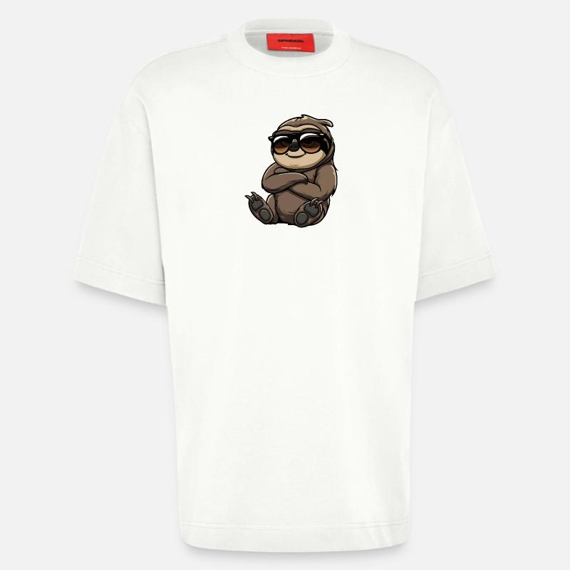 Sloth Cool Comic - Heavyweight T-Shirt - made by SPREAD  - OFF WHITE