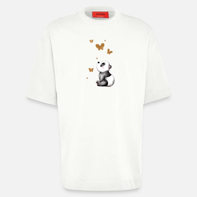 Träumender Comic Panda - Heavyweight T-Shirt - made by SPREAD  - OFF WHITE