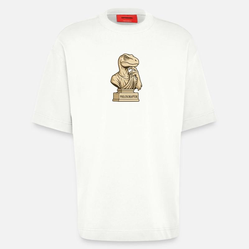 Philosoraptor - T-shirt bio épais oversize fabriqué en UE - OFF WHITE