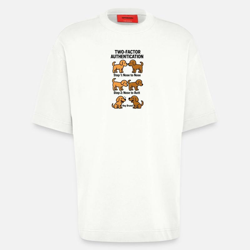 Chiens d’authentification à deux facteurs - T-shirt bio épais oversize fabriqué en UE - OFF WHITE