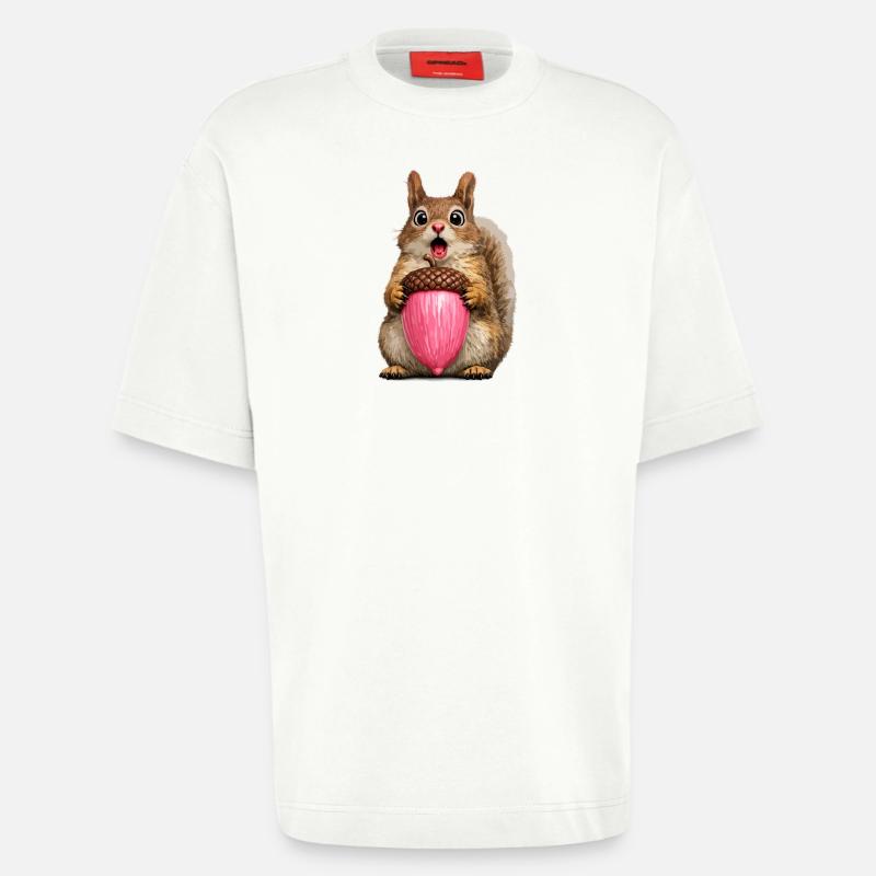 Eichhörnchen mit rosa Eichel - Heavyweight T-Shirt - made by SPREAD  - OFF WHITE