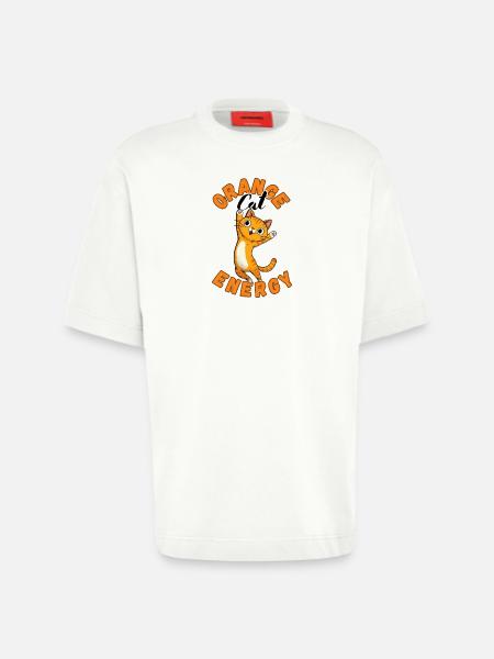 Orange Cat Energy - Heavyweight T-Shirt - made by SPREAD - OFF WHITE
