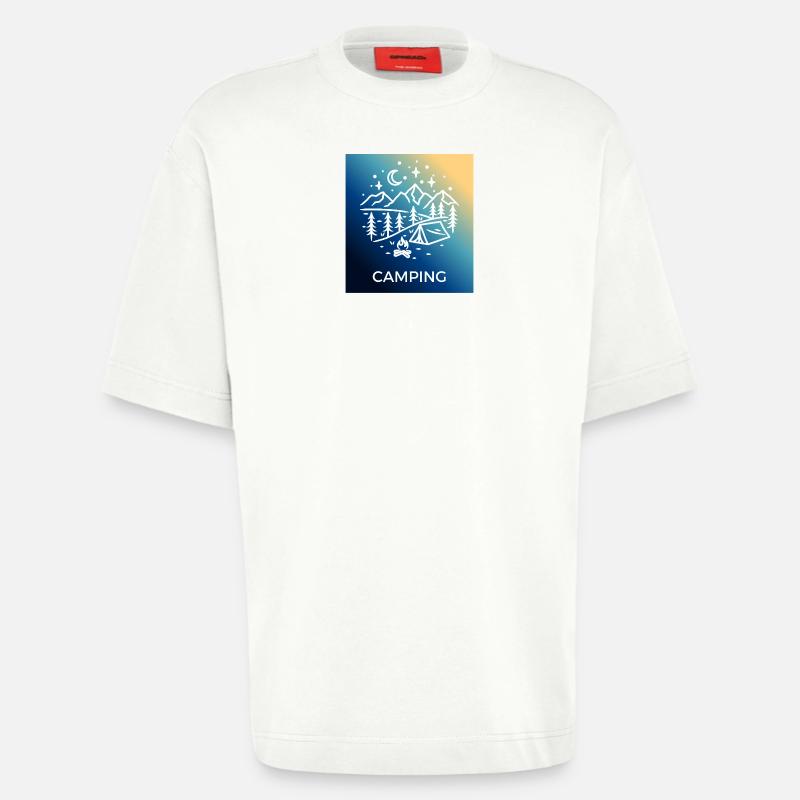 Nuit Forêt Camping Camping - T-shirt bio épais oversize fabriqué en UE - OFF WHITE
