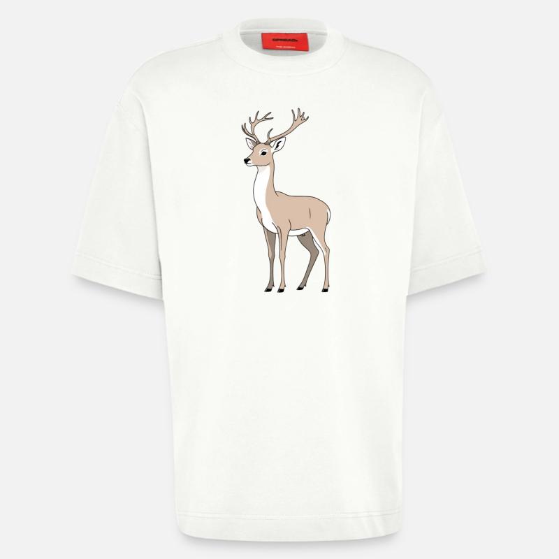 Hirsch mit elegantem Geweih - Heavyweight T-Shirt - made by SPREAD  - OFF WHITE