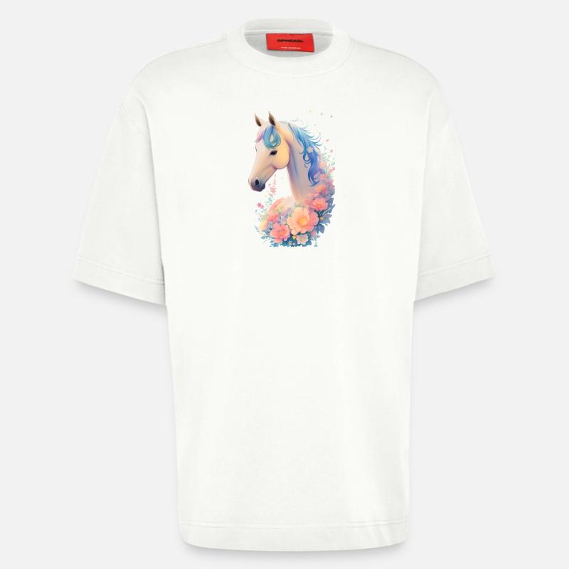 Blütenpferdchen - Heavyweight T-Shirt - made by SPREAD  - OFF WHITE