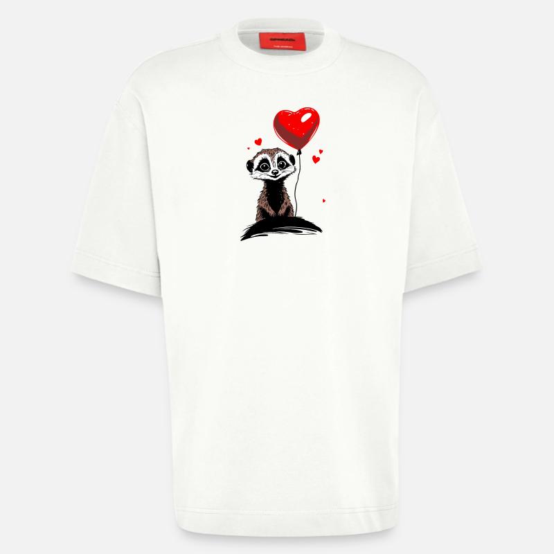 Erdmännchen Herz Luftballon - Heartful Creatures - Heavyweight T-Shirt - made by SPREAD  - OFF WHITE