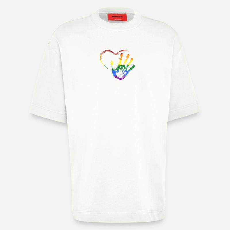 RAINBOW MAIN DANS LA MAIN - T-shirt bio épais oversize fabriqué en UE - OFF WHITE