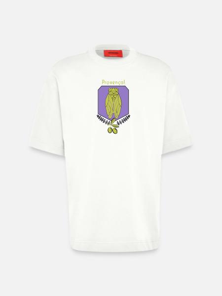 cigale Provençale avec Olives - T-shirt bio épais oversize fabriqué en UE - OFF WHITE