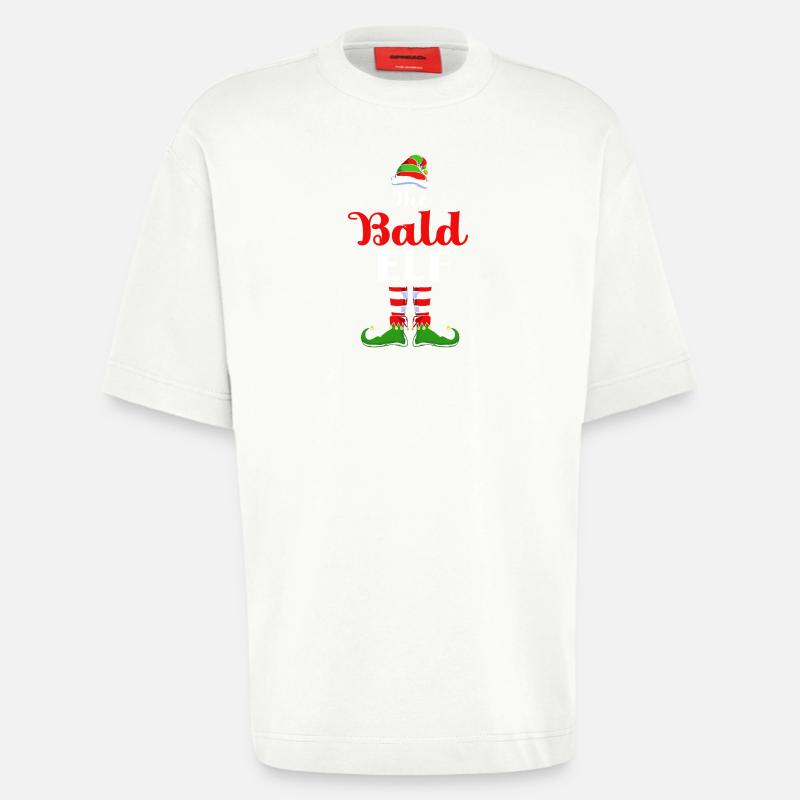 Elfe Elfe Cadeau de Noël Chauve - T-shirt bio épais oversize fabriqué en UE - OFF WHITE