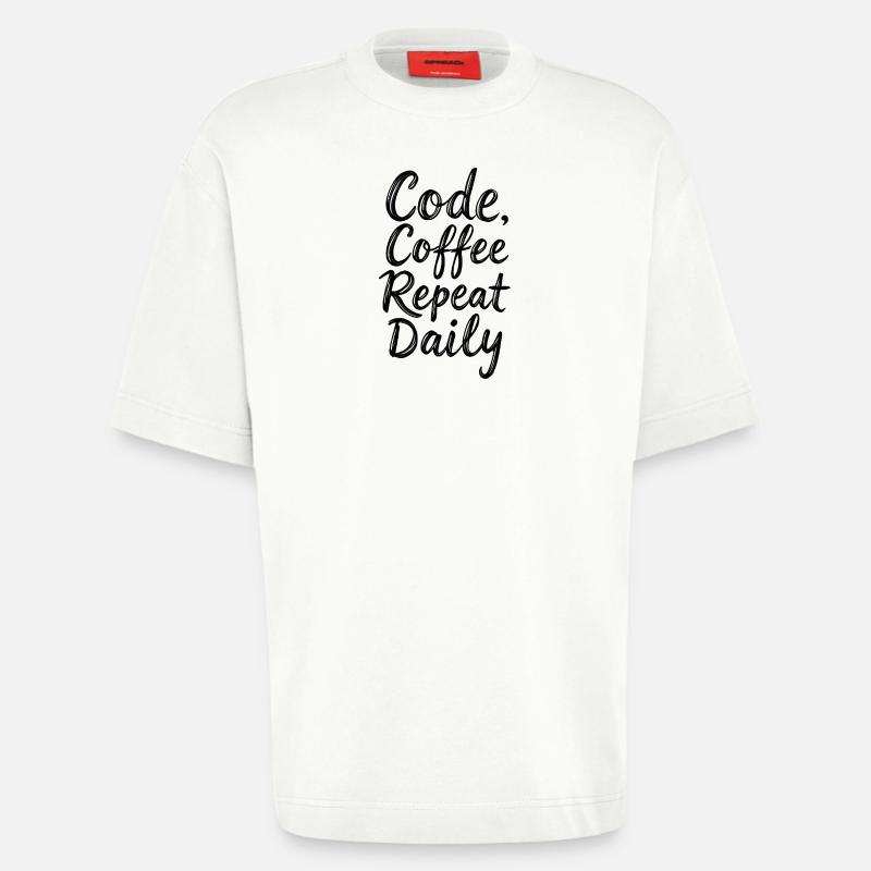 Code Sleep Debug Repeat Programmer Shirt - T-shirt bio épais oversize fabriqué en UE - OFF WHITE