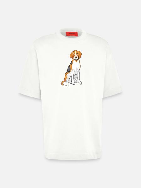 Sitting foxhound - Heavyweight T-Shirt - made by SPREAD - OFF WHITE