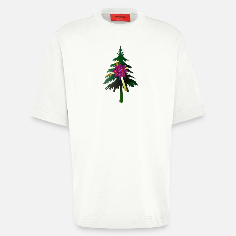 Christbaum oder Weihnachtsbaum & Geschenkschleife - Heavyweight T-Shirt - made by SPREAD  - OFF WHITE