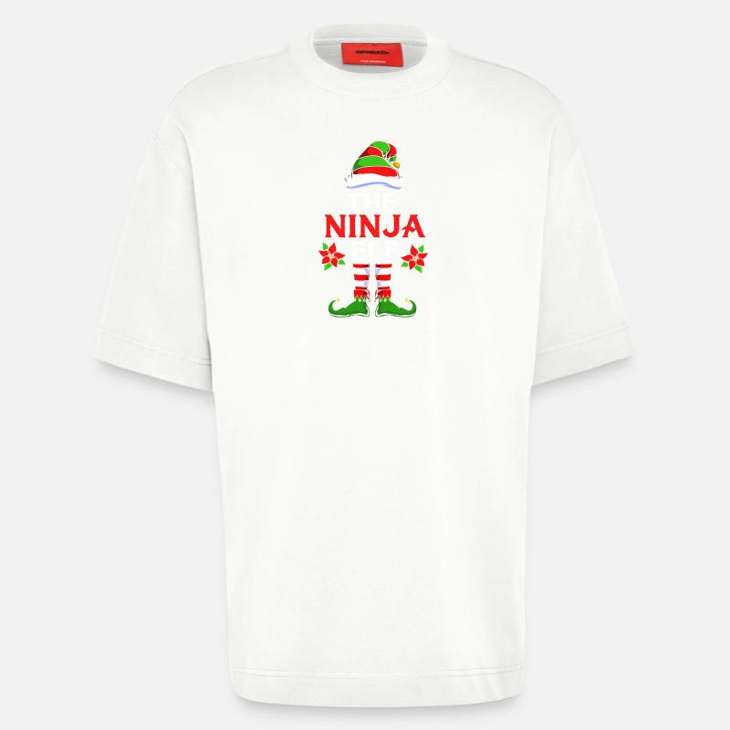 Elfe Elfe Cadeau de Noël Ninja - T-shirt bio épais oversize fabriqué en UE - OFF WHITE