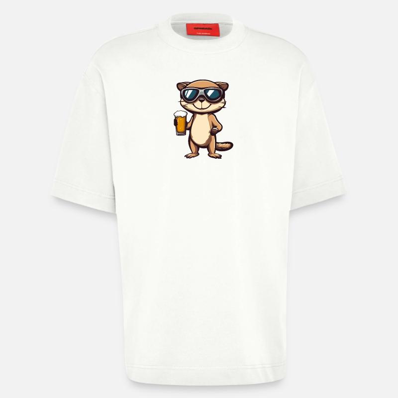 Erdmännchen Apres Ski Bier Comic - Heavyweight T-Shirt - made by SPREAD  - OFF WHITE