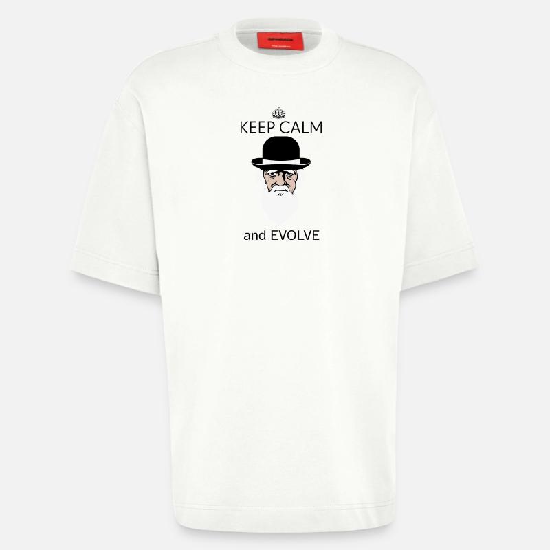 Darwin Keep Calm and evolve - Heavyweight T-Shirt - made by SPREAD  - OFF WHITE