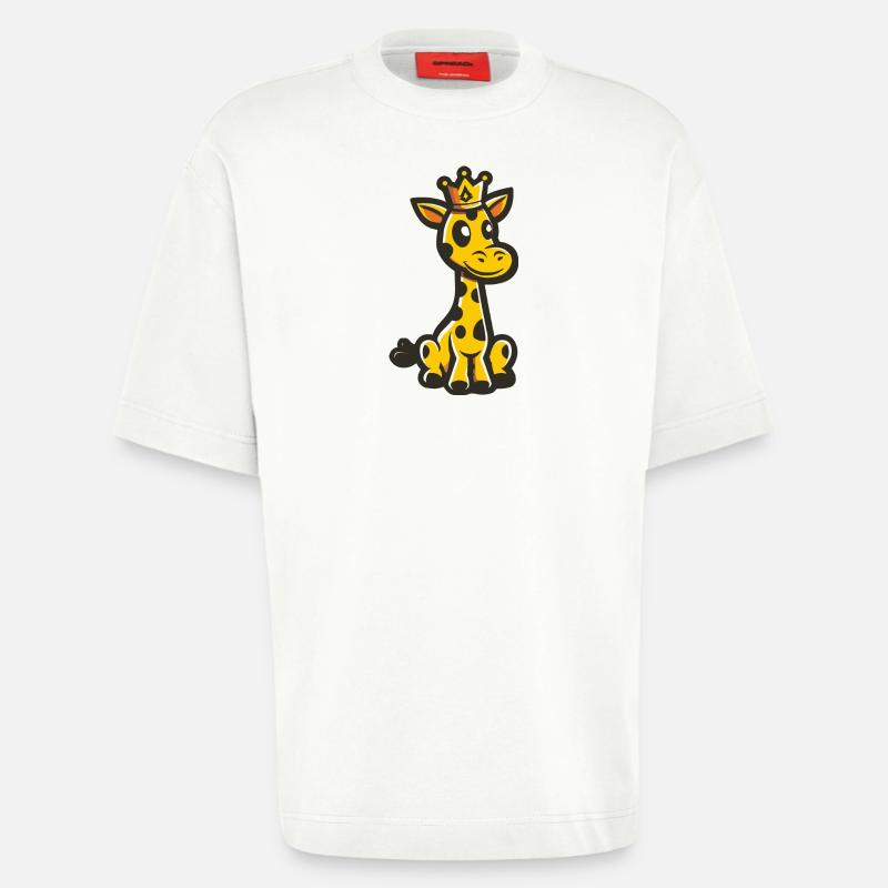 Giraffe Comic Krone - Heavyweight T-Shirt - made by SPREAD  - OFF WHITE