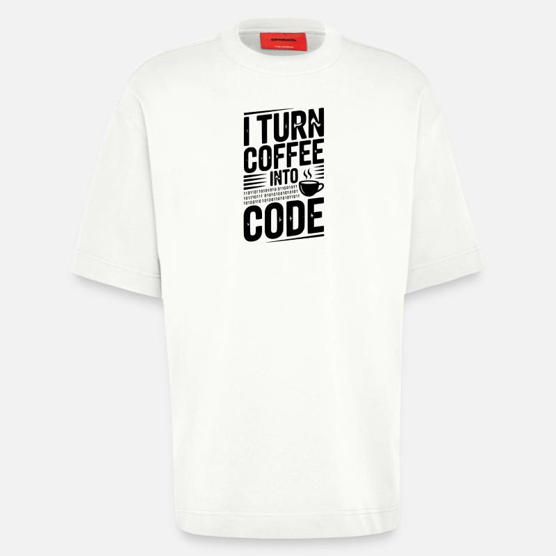 Ich verwandle Kaffee in Code - Heavyweight T-Shirt - made by SPREAD  - OFF WHITE