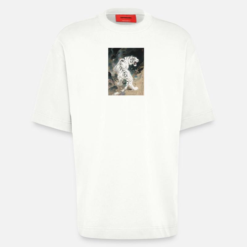 L'Apothéose Céleste : Baihu – Paix Éternelle - T-shirt bio épais oversize fabriqué en UE - OFF WHITE
