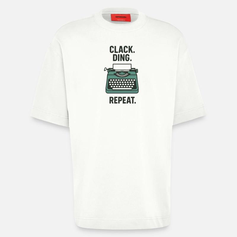 Klack Ding Repeat | Machine à écrire - T-shirt bio épais oversize fabriqué en UE - OFF WHITE