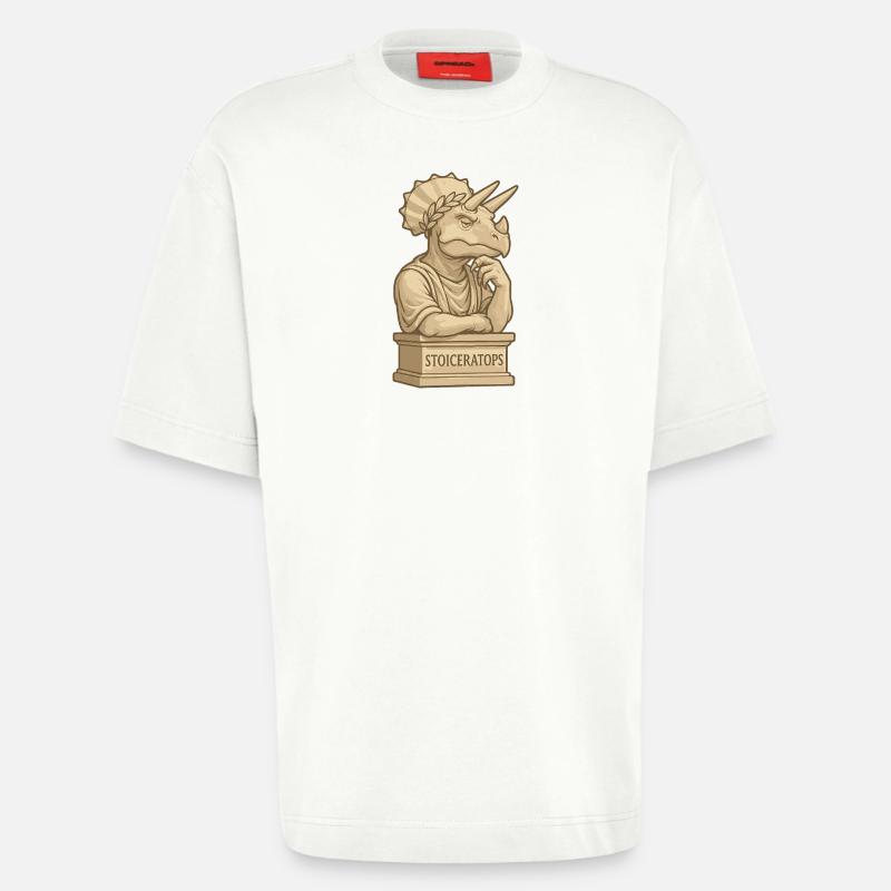 Stoiceratops - Heavyweight T-Shirt - made by SPREAD  - OFF WHITE