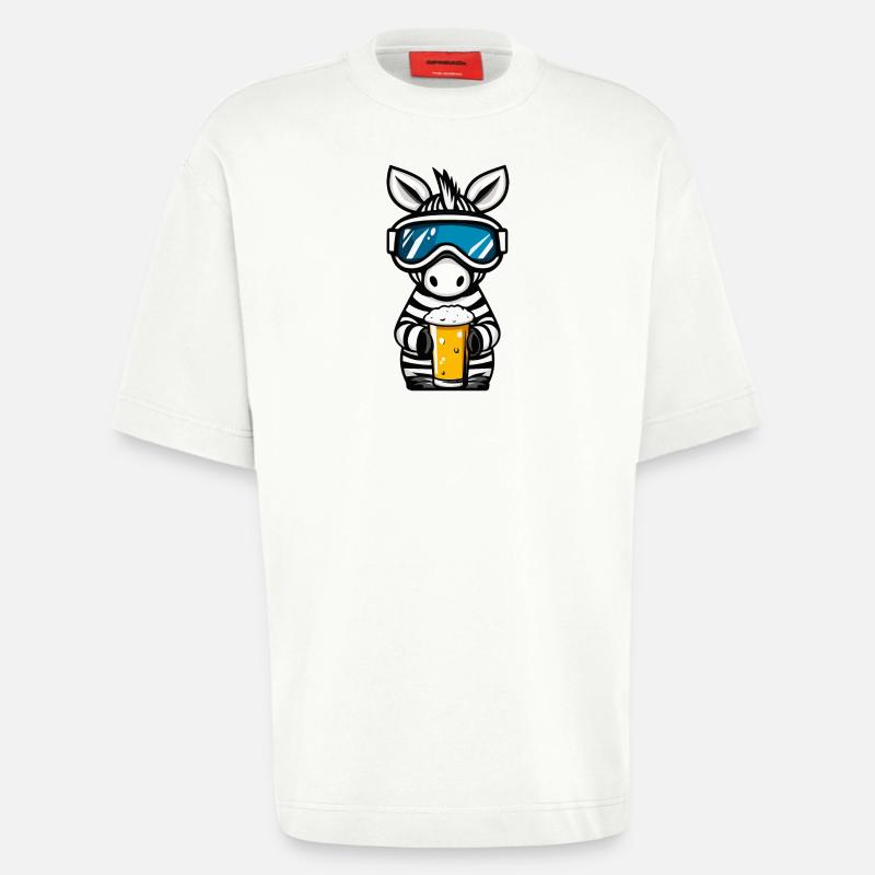 Zebra Ski Bier - Heavyweight T-Shirt - made by SPREAD - OFF WHITE