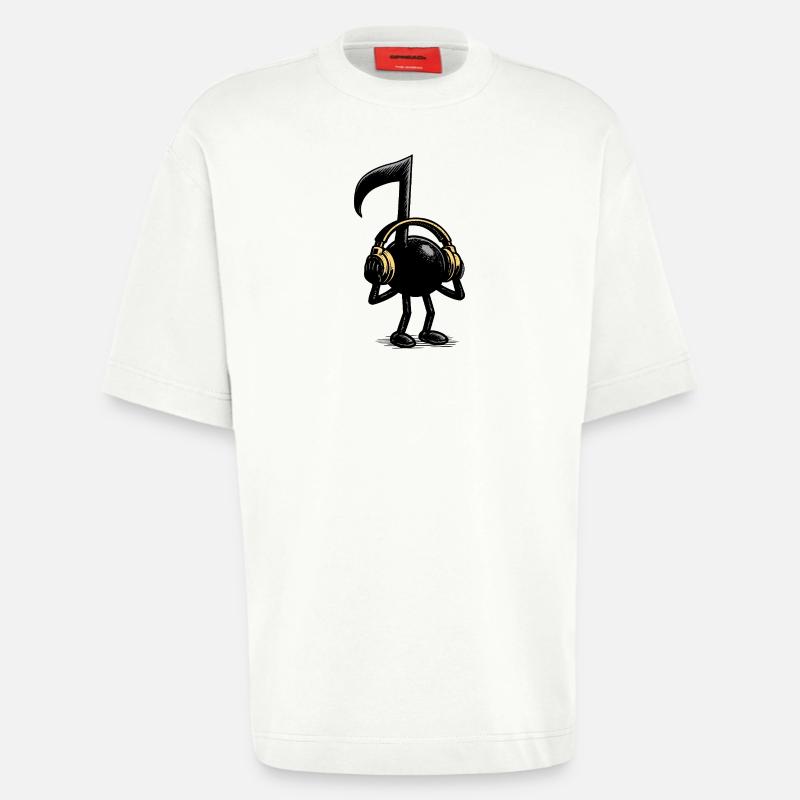 musical note - Heavyweight T-Shirt - made by SPREAD  - OFF WHITE