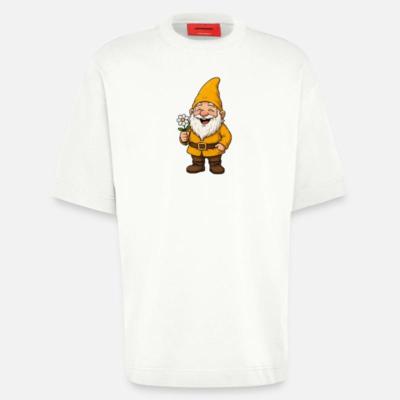 Nain fleur joyeux - T-shirt bio épais oversize fabriqué en UE - OFF WHITE