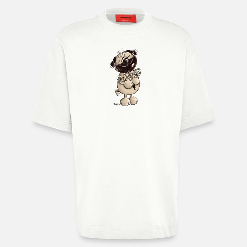 Süßer Mops - Möpse - Mopsfideler Mops - Geschenk - Heavyweight T-Shirt - made by SPREAD  - OFF WHITE
