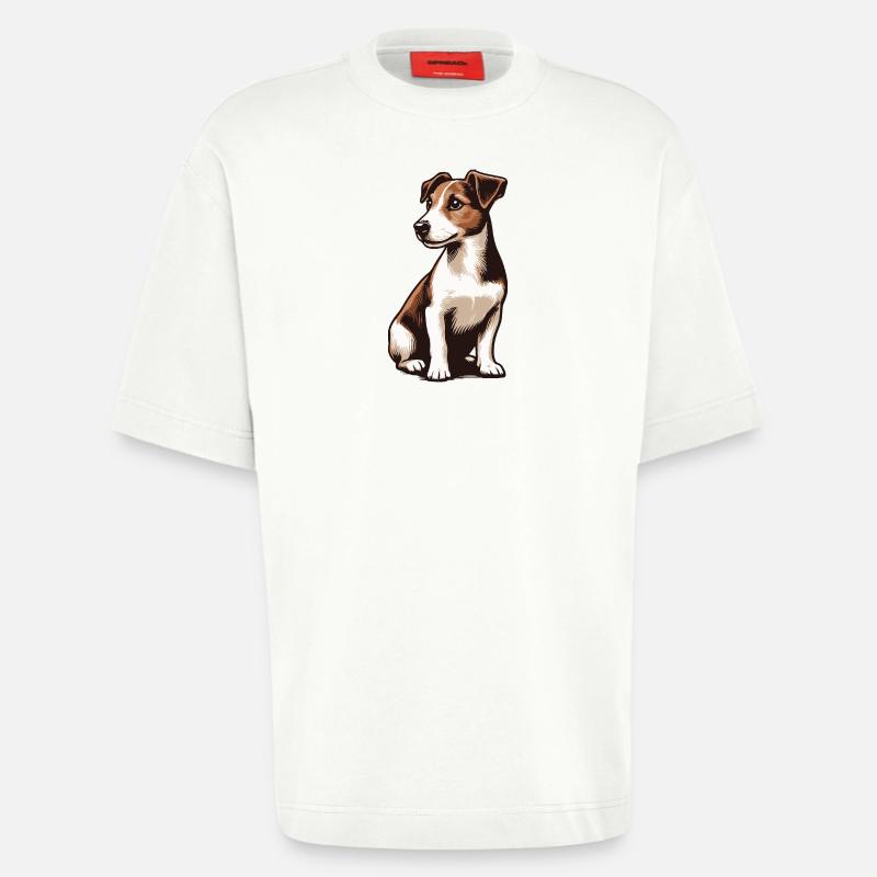 Jack Russell Terrier - T-shirt bio épais oversize fabriqué en UE - OFF WHITE