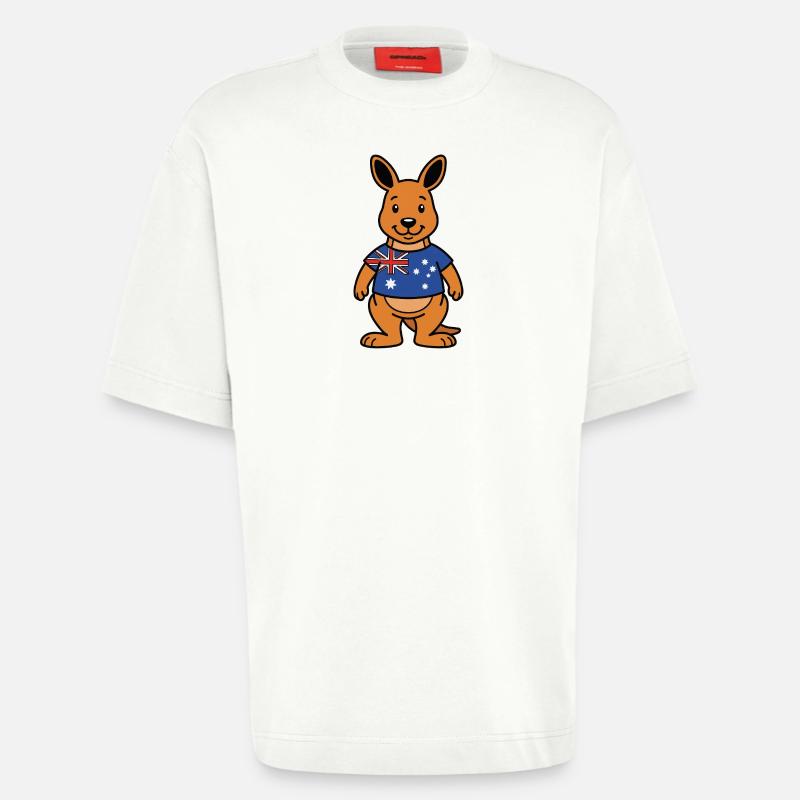Australia Kangaroo - T-shirt bio épais oversize fabriqué en UE - OFF WHITE