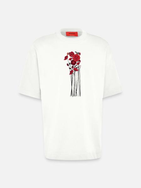 Pebble Flowers Illustration - Heavyweight T-Shirt - made by SPREAD - OFF WHITE