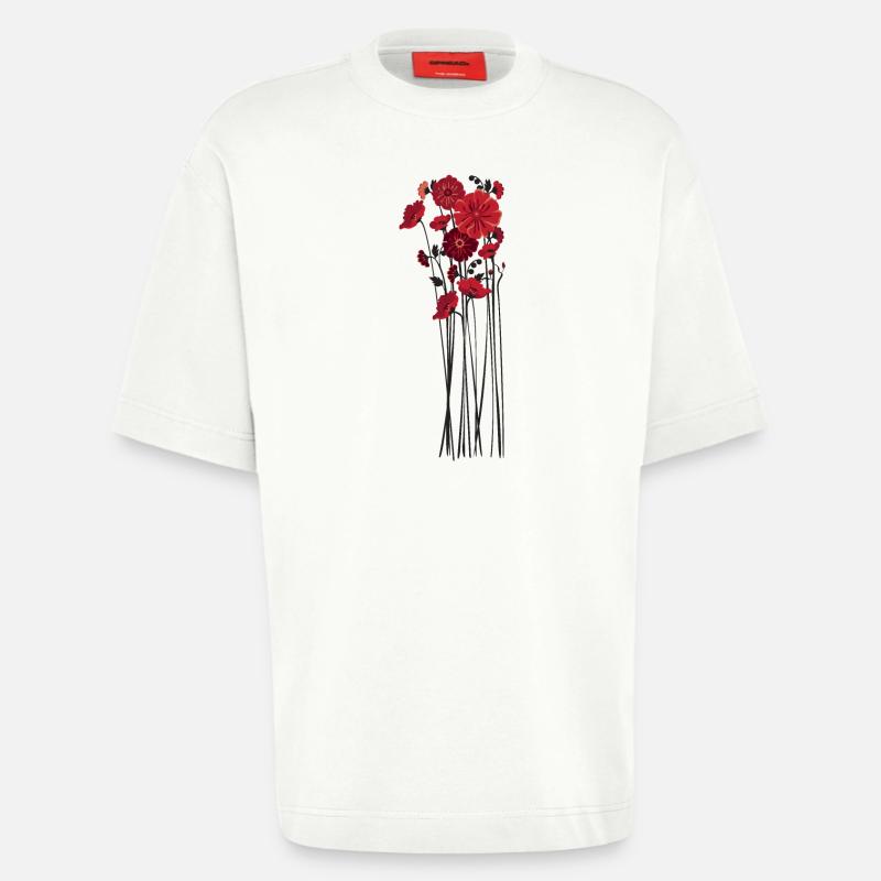 Illustration de fleurs de galets - T-shirt bio épais oversize fabriqué en UE - OFF WHITE