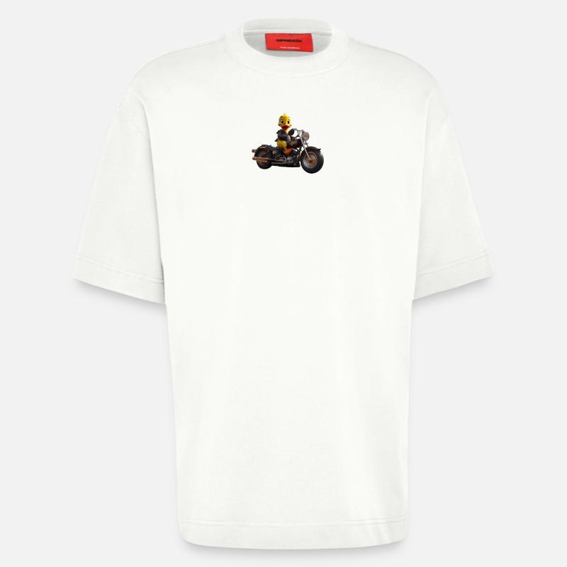 Duck Biker - Heavyweight T-Shirt - made by SPREAD - OFF WHITE